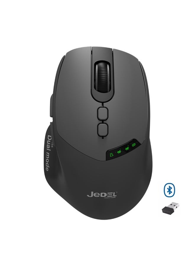JeDEL WD155 Wireless 2.4Ghz , Bluetooth Rechargeable Mouse - Optical Sensor 2000 DPI - 7 Buttons With 2 Side Buttons - Image 1
